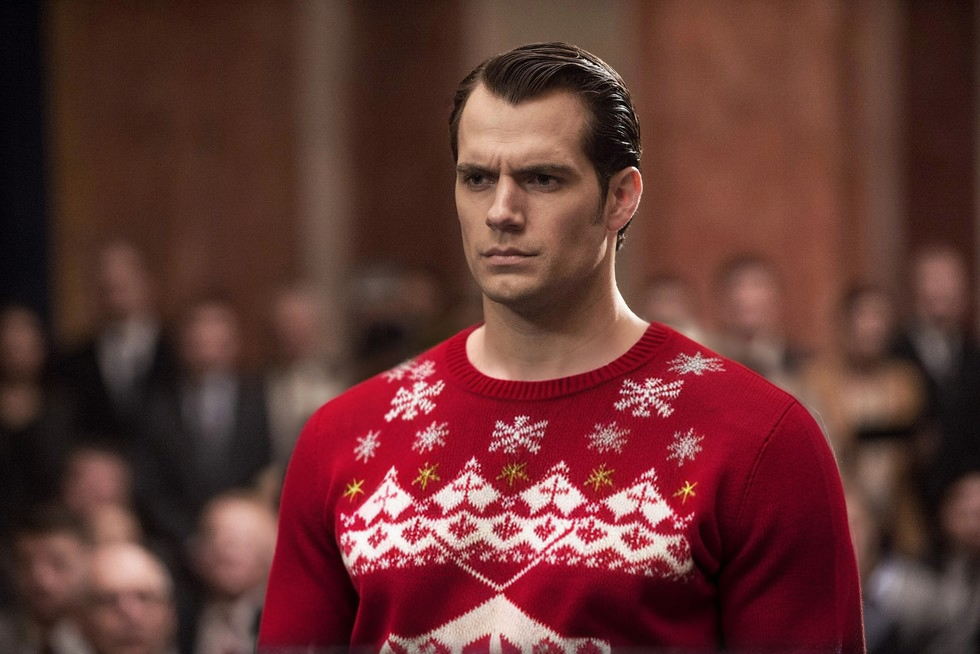 Superman with a Christmas jumper